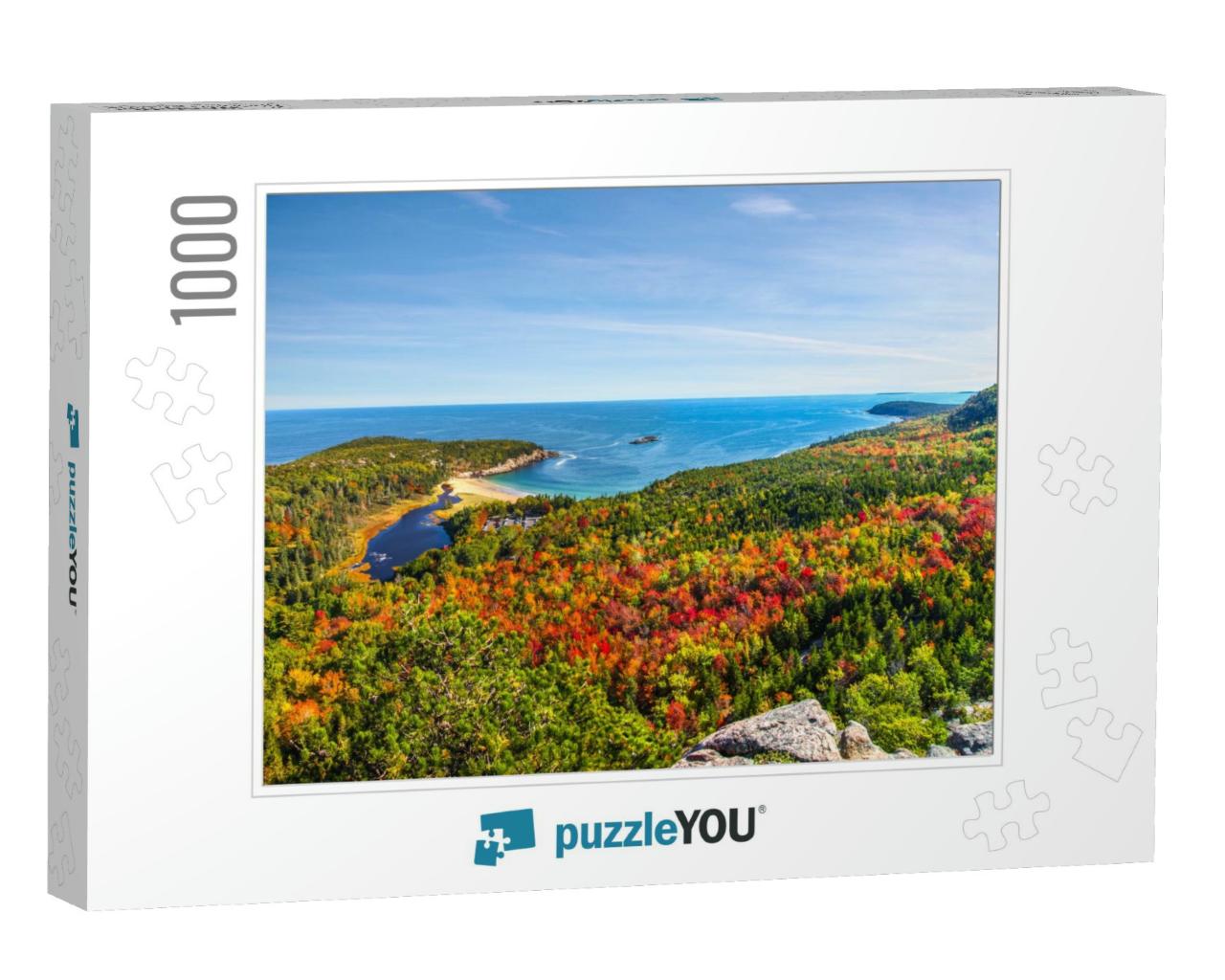 Panoramic View of the Stunning Fall Colors & Blue Waters... Jigsaw Puzzle with 1000 pieces