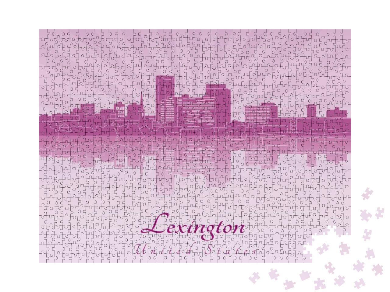 Lexington Skyline in Purple Radiant Orchid in Editable Ve... Jigsaw Puzzle with 1000 pieces