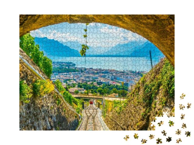 Funicular At Vevey Ascending to Mont Pelerin in Switzerla... Jigsaw Puzzle with 1000 pieces