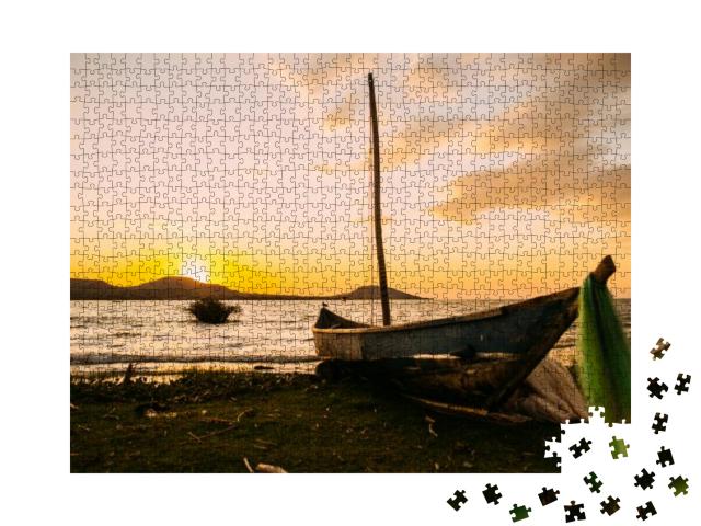 African Fishing Boat Near by the Victoria Lake, Kenya, Su... Jigsaw Puzzle with 1000 pieces