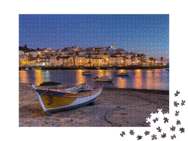 Sunset in the Bay of Ferragudo, Portimao. Fishing Boat on... Jigsaw Puzzle with 1000 pieces