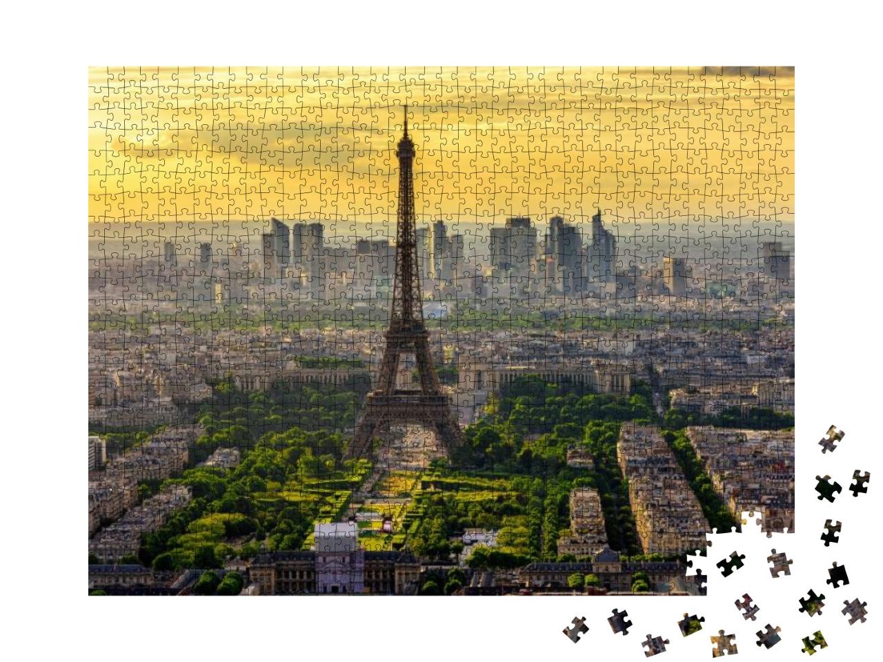 Skyline of Paris with Eiffel Tower At Sunset in Paris, Fr... Jigsaw Puzzle with 1000 pieces