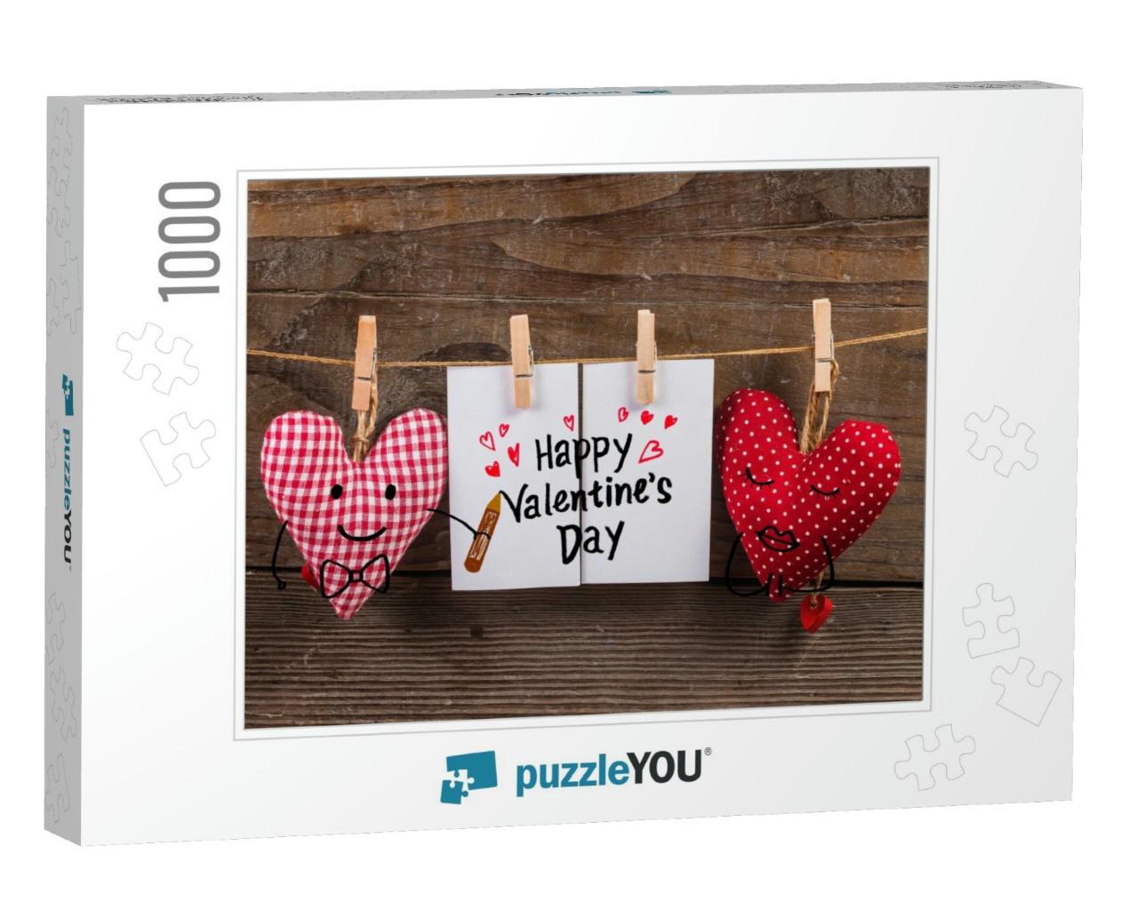 Happy Valentines Day & Heart. Card with Happy Valentines... Jigsaw Puzzle with 1000 pieces
