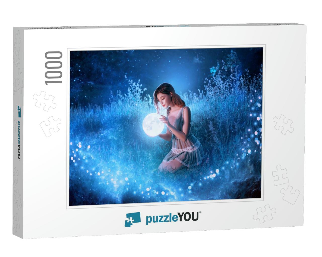 Artwork Fantasy Young Beautiful Woman Holds Magical Ball... Jigsaw Puzzle with 1000 pieces