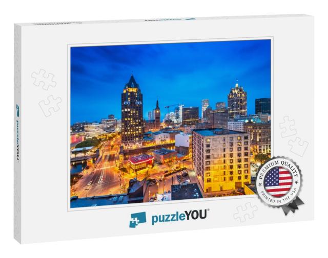 Milwaukee, Wisconsin, USA Downtown Cityscape At Night... Jigsaw Puzzle