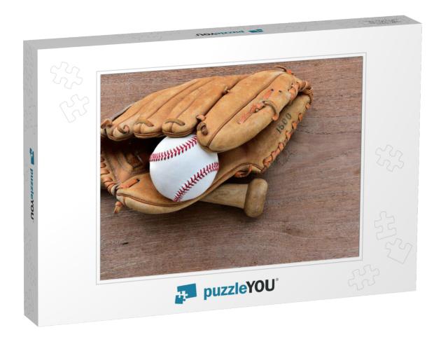 A Close Up Image of an Old Used Baseball, Baseball Bat &... Jigsaw Puzzle