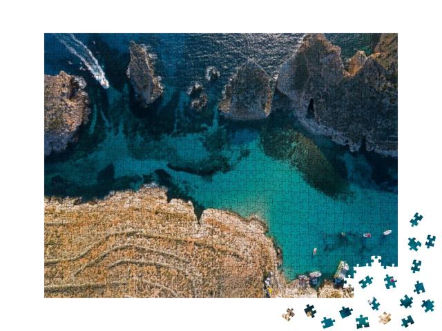 Amazing Aerial Landscape of the Blue Lagoon in Malta... Jigsaw Puzzle with 1000 pieces