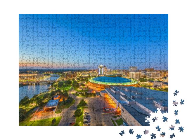 Wichita, Kansas, USA Downtown Skyline At Dusk... Jigsaw Puzzle with 1000 pieces