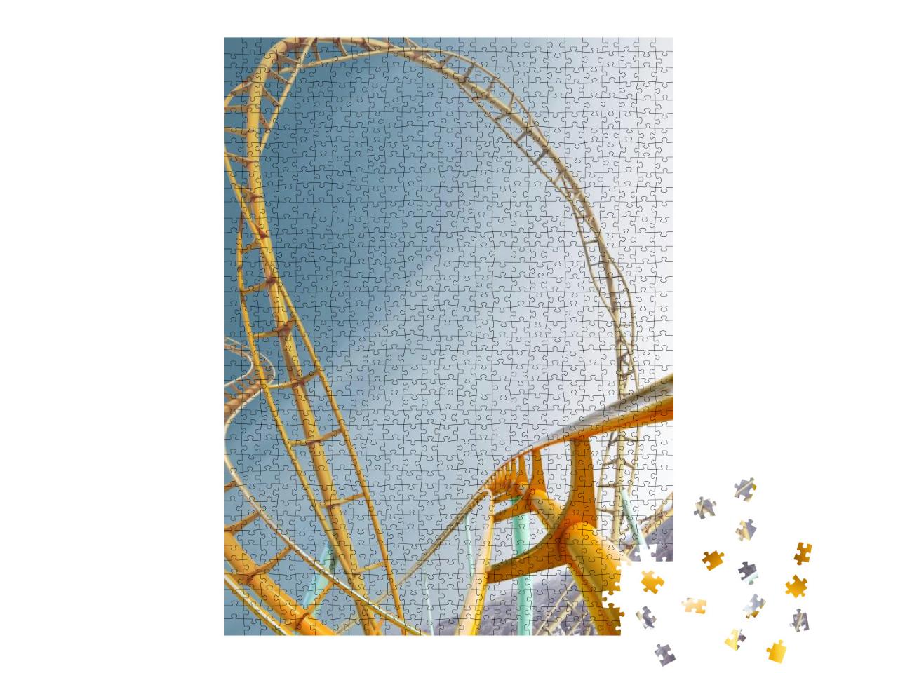 Roller-Coaster Background Blue Sky Empty 3D Illustration... Jigsaw Puzzle with 1000 pieces
