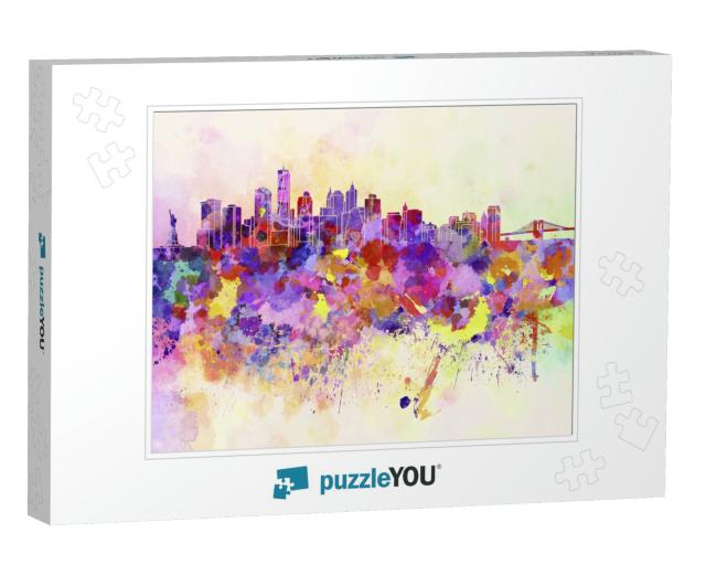 New York Skyline in Watercolor Background... Jigsaw Puzzle