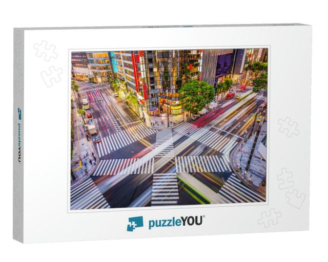 Tokyo, Japan Cityscape & Crosstown Traffic in the Ginza D... Jigsaw Puzzle
