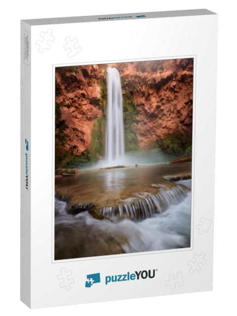 Beautiful Turquoise Water Falls At Havasupai, in Arizona... Jigsaw Puzzle