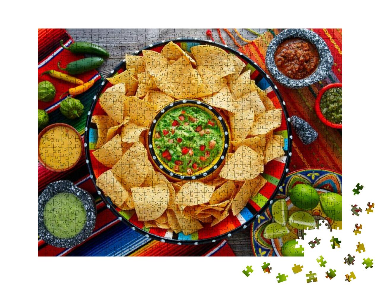 Nachos with Guacamole Tortilla Chips in Sombrero Plate &... Jigsaw Puzzle with 1000 pieces