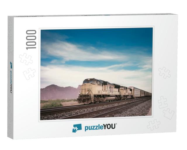 Freight Train Locomotive in Arizona, Usa... Jigsaw Puzzle with 1000 pieces