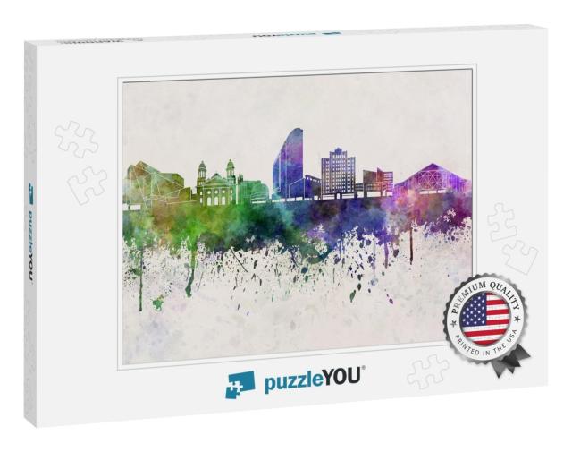 San Jose Skyline in Watercolor Background... Jigsaw Puzzle