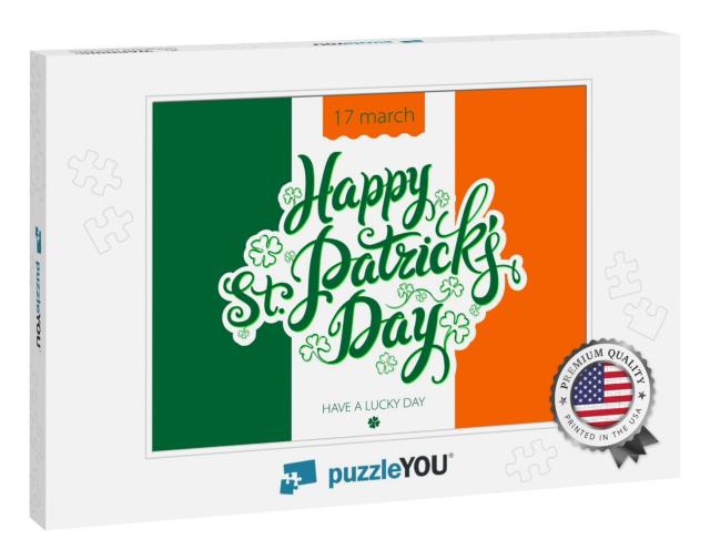 Lettering Happy St. Patrick's Day on the Background... Jigsaw Puzzle
