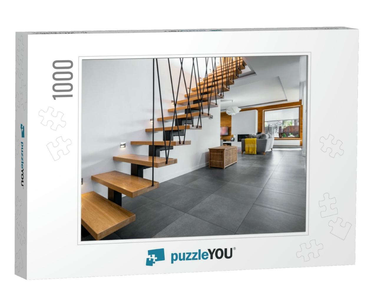 Modern Interior Design - Stairs in Wooden Finishing... Jigsaw Puzzle with 1000 pieces