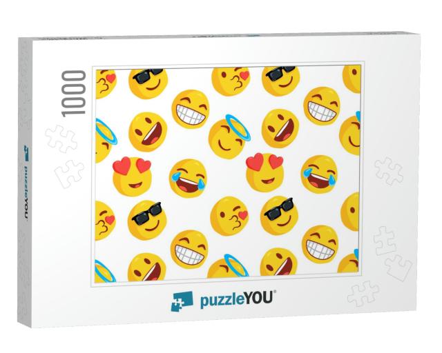 Emoticon & Emoji Pattern, Emoji Vector Illustration, Emot... Jigsaw Puzzle with 1000 pieces