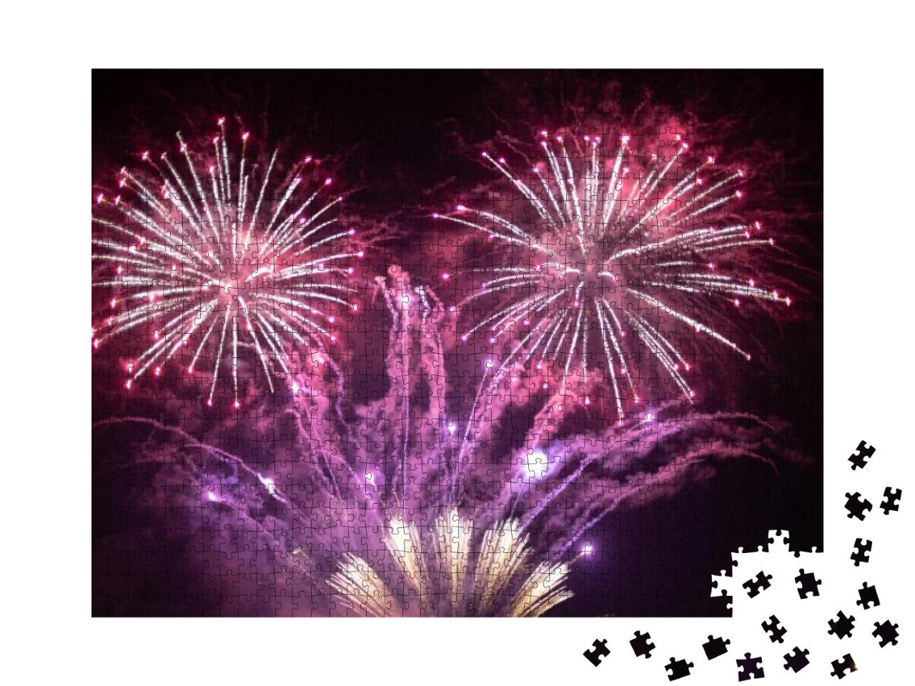 Fireworks Display Over Trieste, Italy, on New Years Eve... Jigsaw Puzzle with 1000 pieces