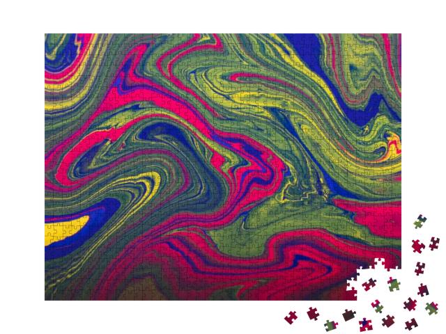 Abstract Background with Psychedelic Painting in Vivid Co... Jigsaw Puzzle with 1000 pieces