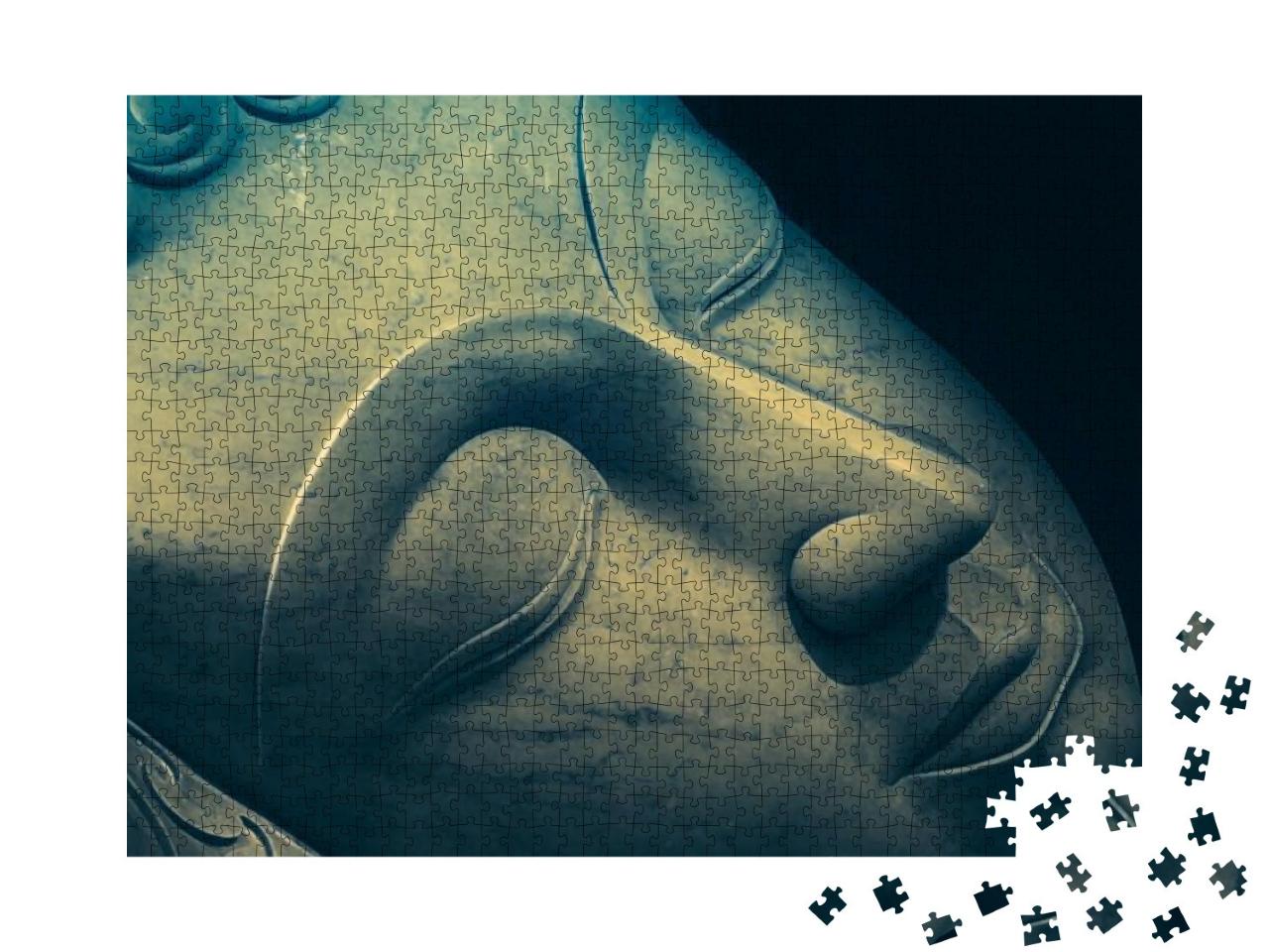 Close Up Beautiful Sleeping Buddha Face with Painting Art... Jigsaw Puzzle with 1000 pieces