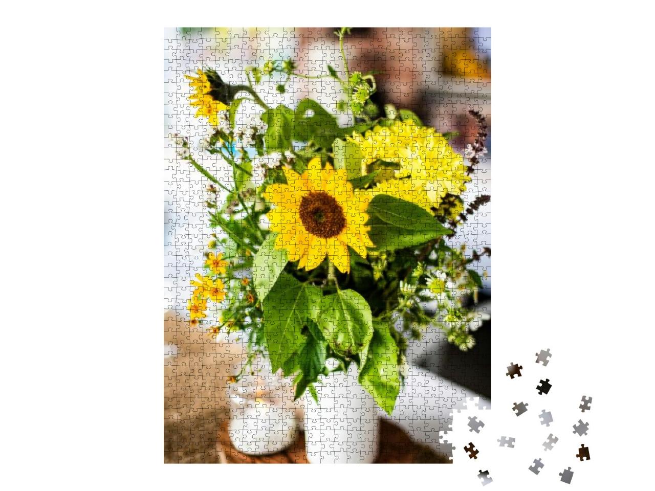 Sunflower Yellow Flower Table Decoration Arrangements, We... Jigsaw Puzzle with 1000 pieces