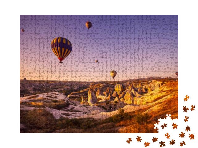 Hot Air Balloon Flying Over Spectacular Cappadocia... Jigsaw Puzzle with 1000 pieces