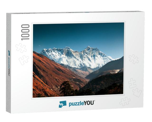 View of Everest Mount, Lhotse & Nuptse Peaks At Sunrise f... Jigsaw Puzzle with 1000 pieces