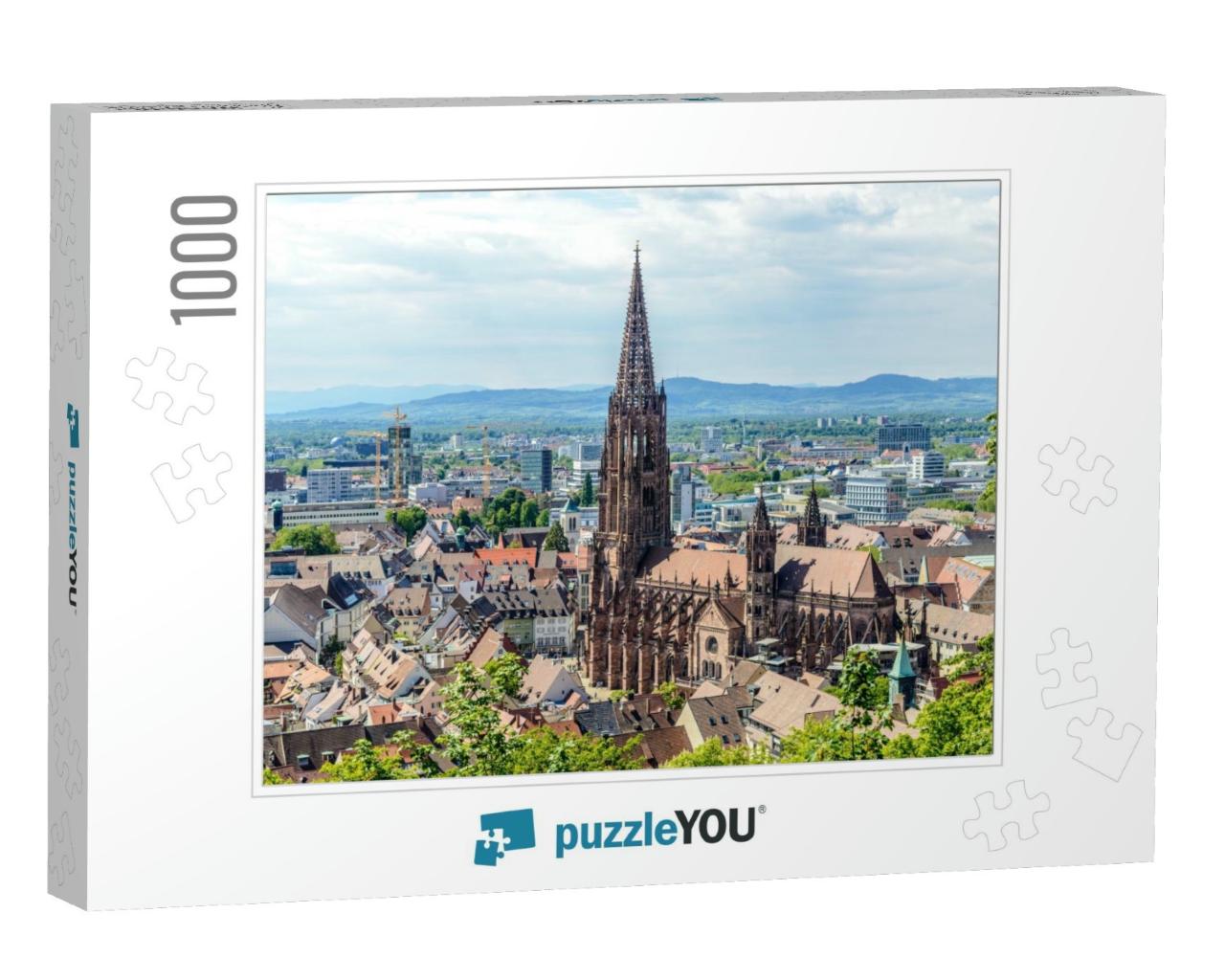 Aerial View on Freiburger Munster Muenster Cathedral Chur... Jigsaw Puzzle with 1000 pieces