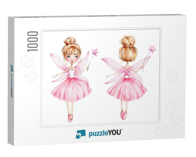 Set with Two Cartoon Fairy with Magic Wand & Win... Jigsaw Puzzle with 1000 pieces