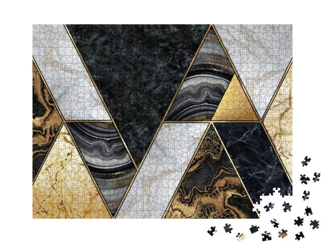 Abstract Marble Mosaic Background, Art Deco Wallpaper, Ar... Jigsaw Puzzle with 1000 pieces