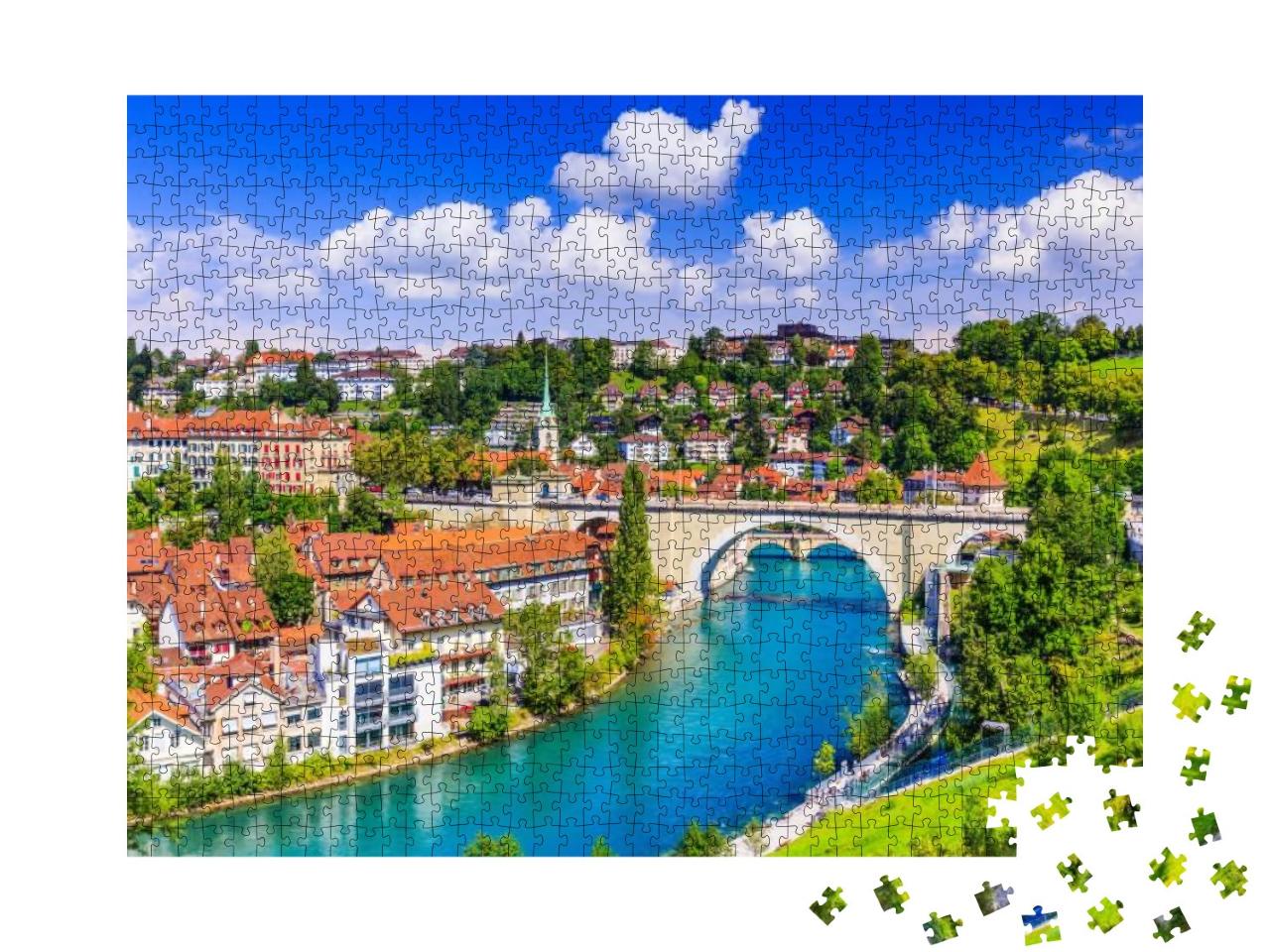 Bern, Switzerland. View of the Old City Center & Nydeggbr... Jigsaw Puzzle with 1000 pieces