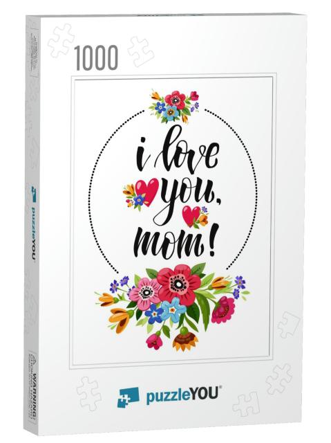 Happy Mothers Day Greeting Card. Elegant Lettering... Jigsaw Puzzle with 1000 pieces