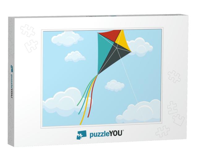 Paper Kite on Blue Sky Vector Design Illustration... Jigsaw Puzzle