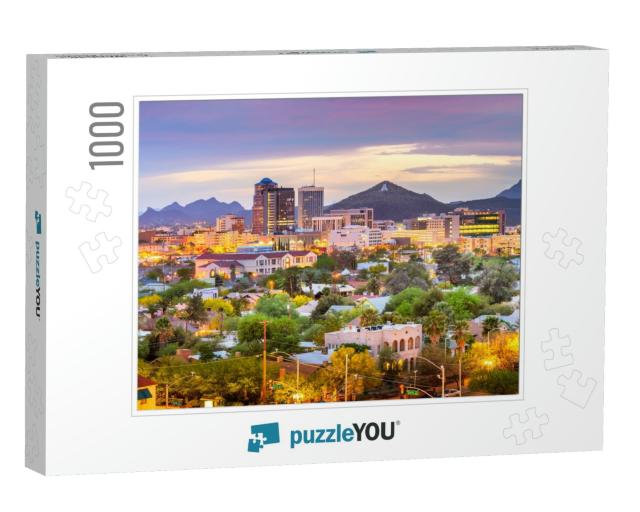 Tucson, Arizona, USA Downtown City Skyline with Mountains... Jigsaw Puzzle with 1000 pieces