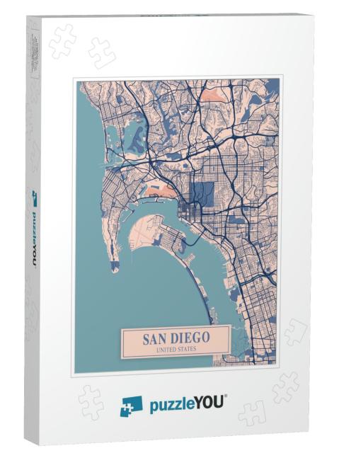 San Diego - United States Breezy City Map is One of the C... Jigsaw Puzzle