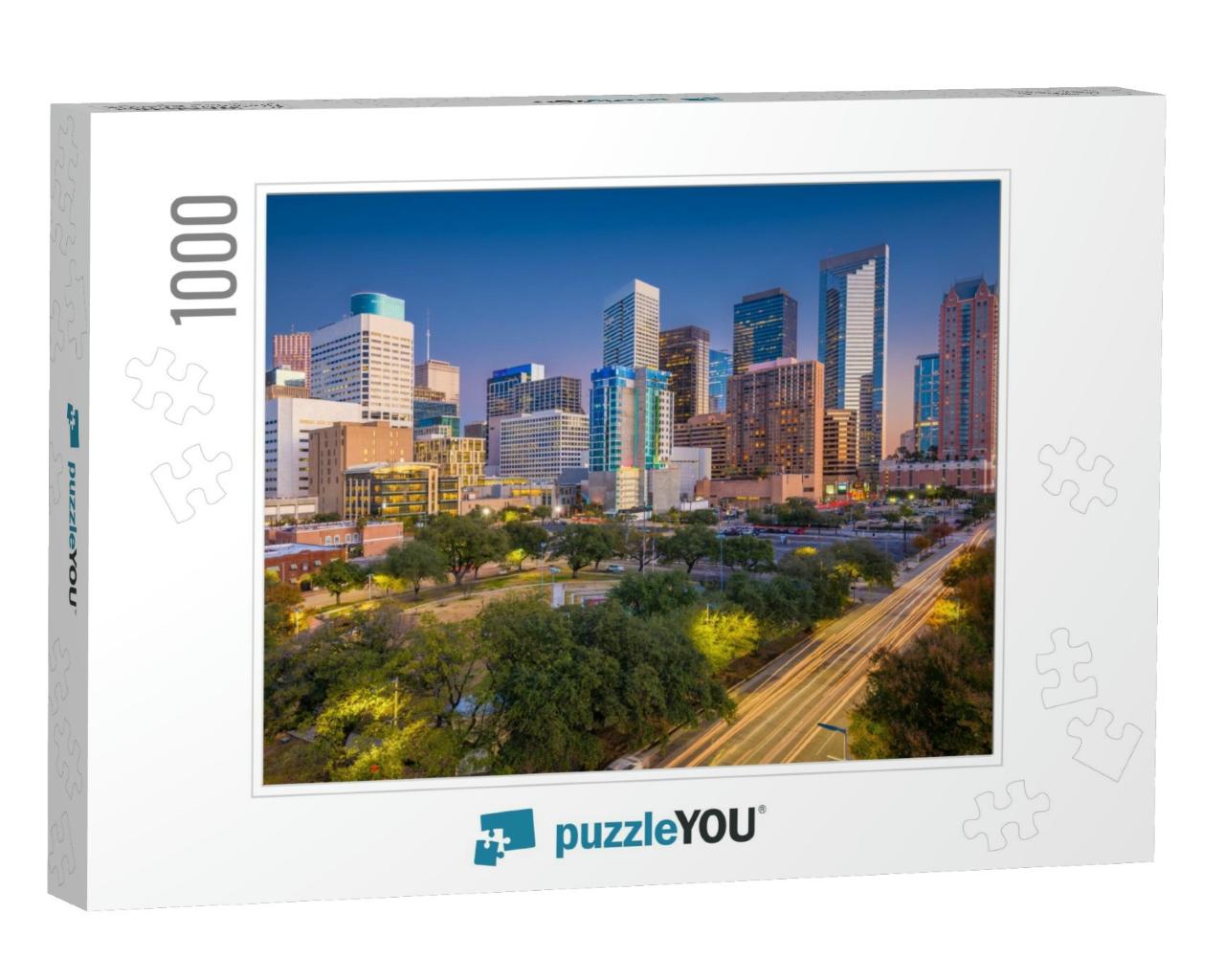 Houston, Texas, USA Downtown Park Skyline At Twilight... Jigsaw Puzzle with 1000 pieces
