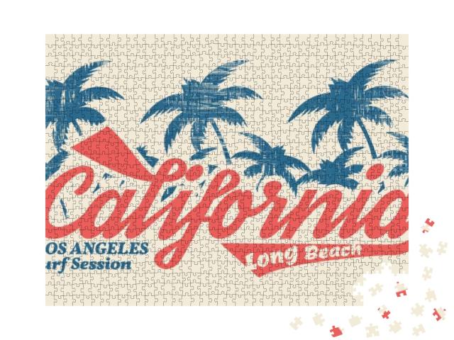 Vector Illustration on the Theme of Surf & Surfing in Cal... Jigsaw Puzzle with 1000 pieces
