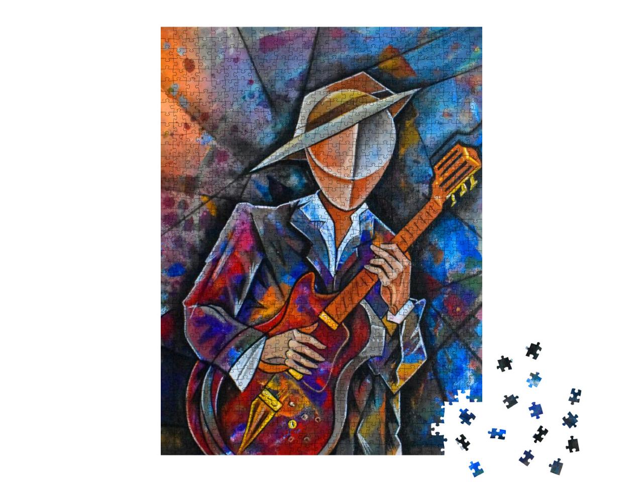 Cubist Surrealism Musician Painting Modern Abstract Desig... Jigsaw Puzzle with 1000 pieces