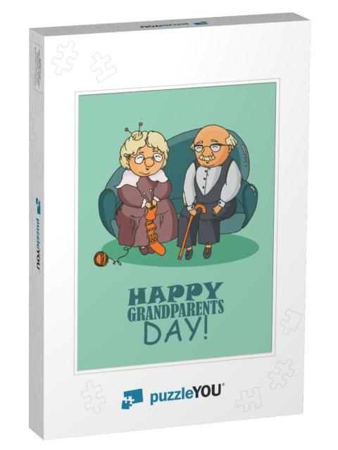 Happy Grandparents Day Vector Greeting Card in Doo... Jigsaw Puzzle