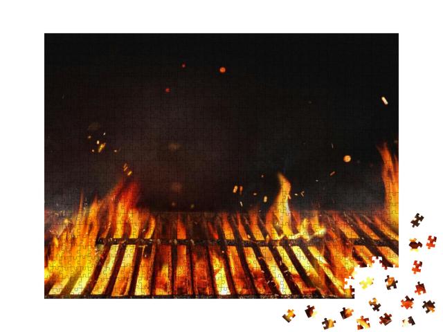 Fire Embers Particles Over Black Background. Grill Backgr... Jigsaw Puzzle with 1000 pieces