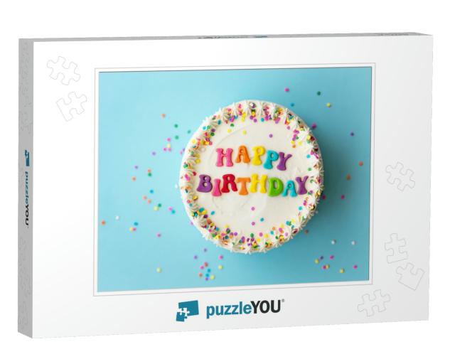 Happy Birthday Cake with Rainbow Lettering... Jigsaw Puzzle