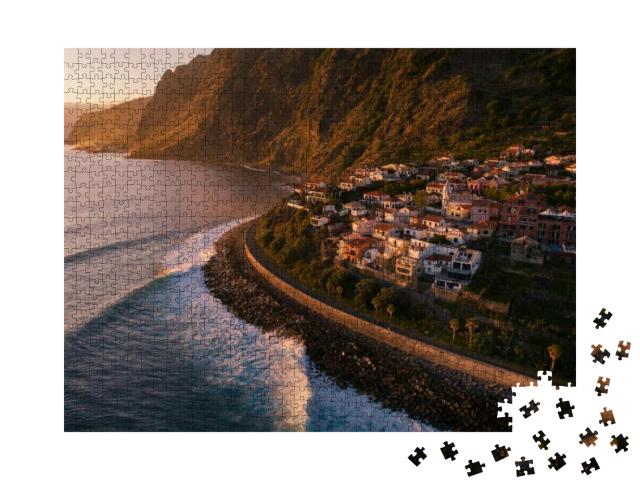 Sunset on Madeira Island. Jardim Do Mar - Small Village o... Jigsaw Puzzle with 1000 pieces