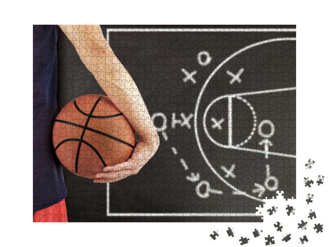 Cropped Image of a Young Man Holding a Basketball Ball wi... Jigsaw Puzzle with 1000 pieces