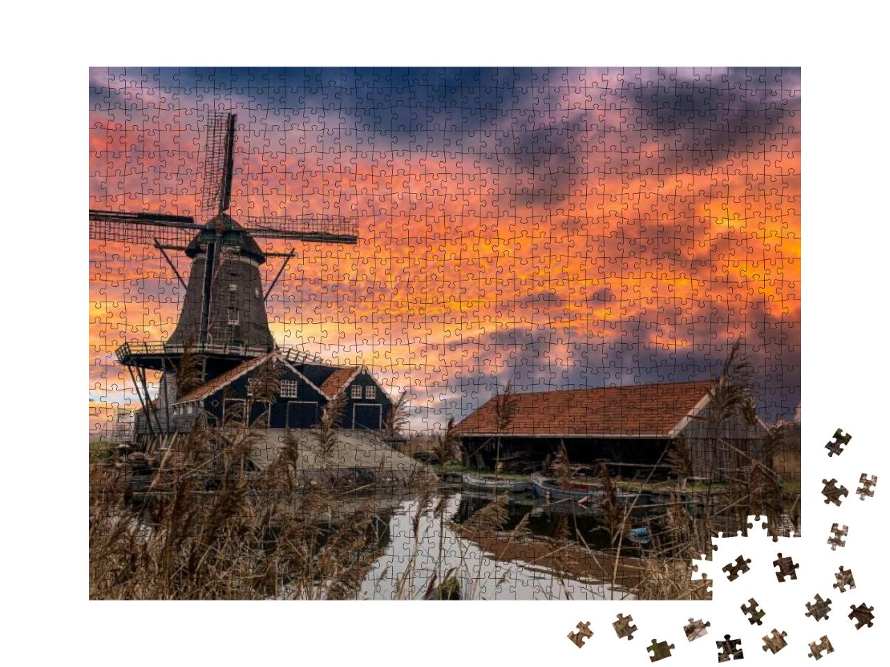 Windmill Farm in Morning Sunrise. Sunrise Windmill Farm R... Jigsaw Puzzle with 1000 pieces