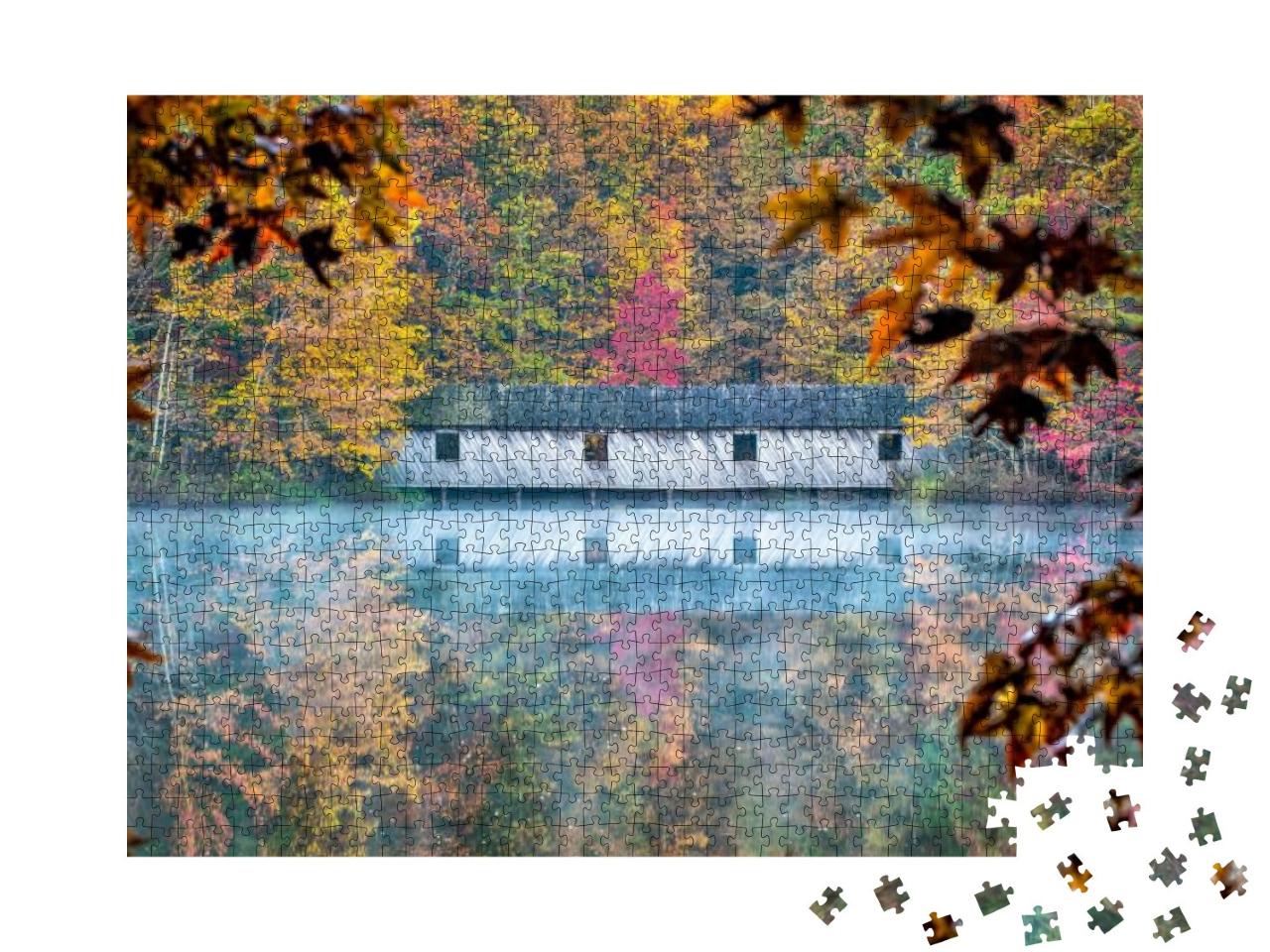 As Mist Rises from the Calm Waters, Fall Colors Are Refle... Jigsaw Puzzle with 1000 pieces