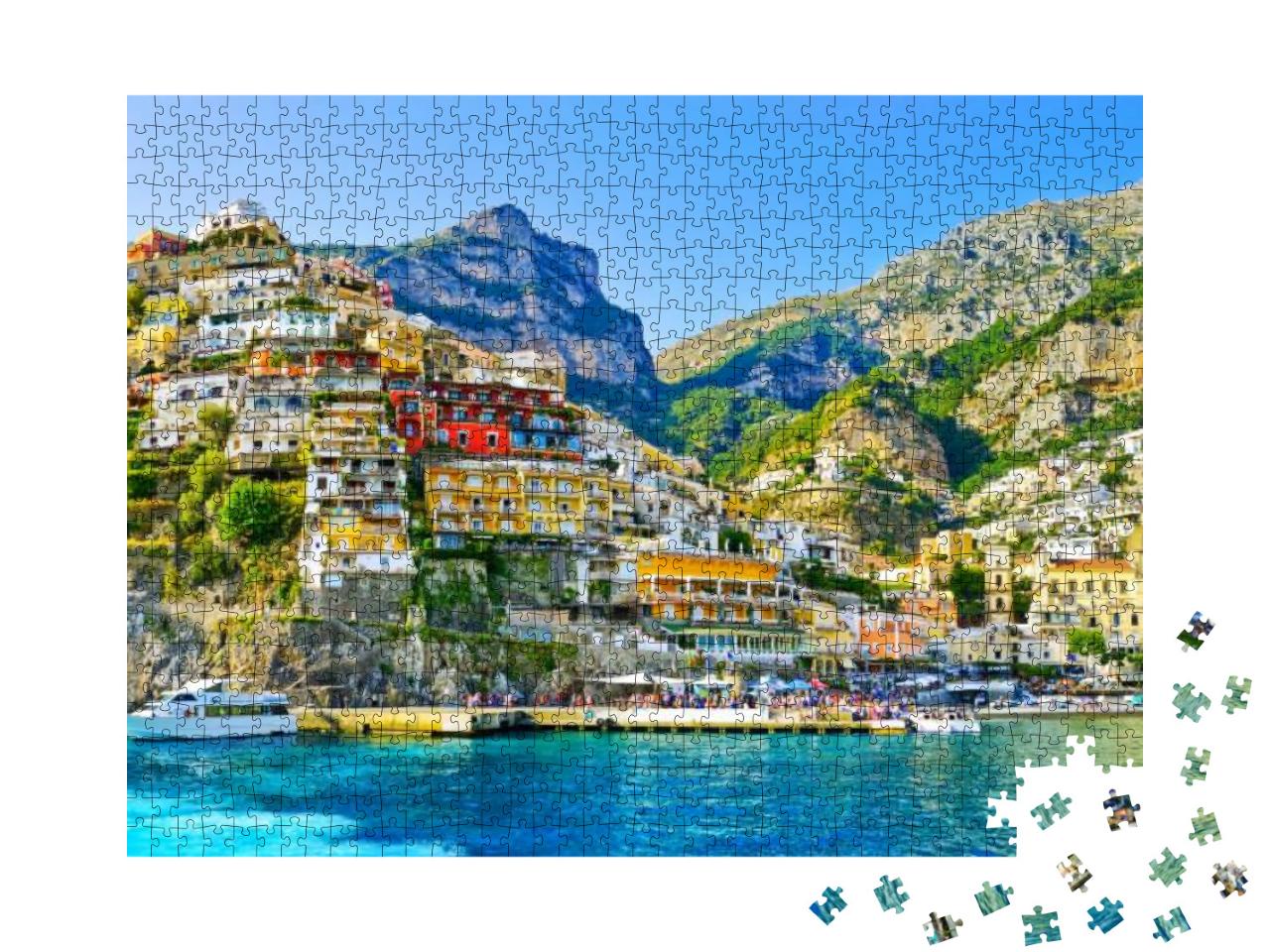 View of Positano Village Along Amalfi Coast in Italy in S... Jigsaw Puzzle with 1000 pieces
