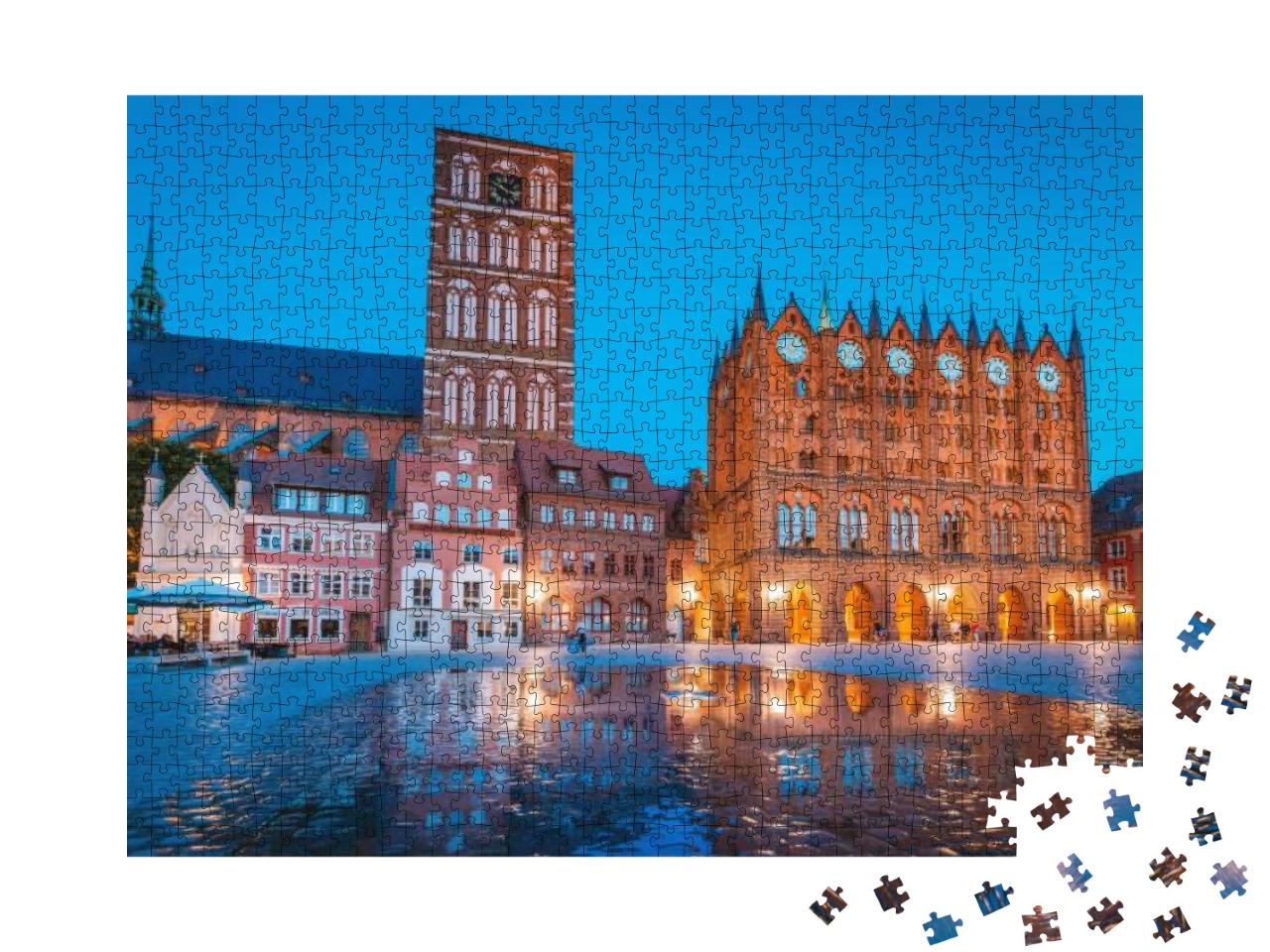 Classic Twilight View of the Hanseatic Town of Stralsund... Jigsaw Puzzle with 1000 pieces