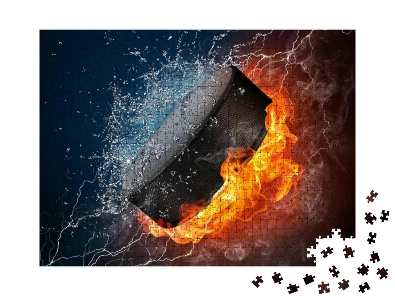 Hockey Puck in Fire & Water. Illustration of the Hockey P... Jigsaw Puzzle with 1000 pieces