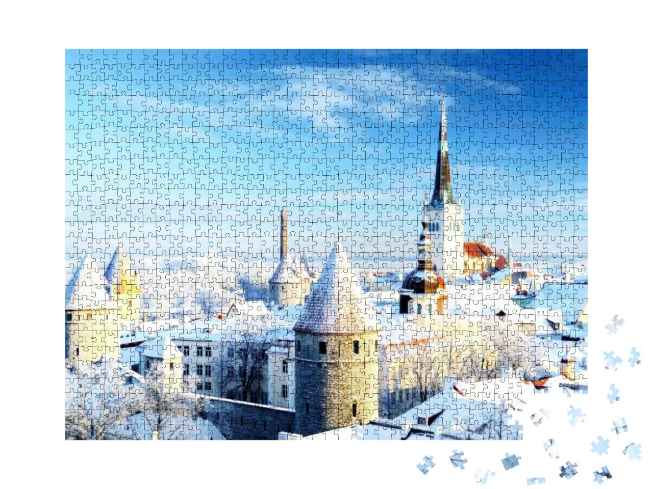 Tallinn City. Estonia. Snow on Trees in Winter, Panorama... Jigsaw Puzzle with 1000 pieces